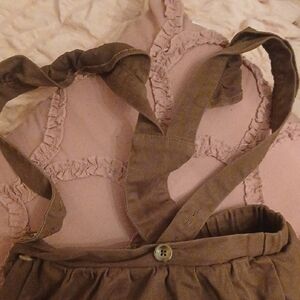 Kids Brown Criss Cross Back Ruffle Strapped Dress